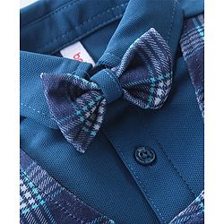 Babyhug Cotton Full Sleeves Party Wear Suit With Blazer Checkered - Navy Blue
