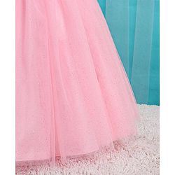 Babyhug Woven Sleeveless Party Frock with Cape Floral Embroidery - Peach