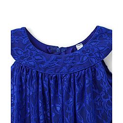 Babyhug Sleeveless Party Frock with Lace Detailing - Royal Blue