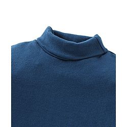 Babyhug Cotton Knit Lycra Solid Colour Ribbed Turtle Neck T-Shirt - Navy Blue