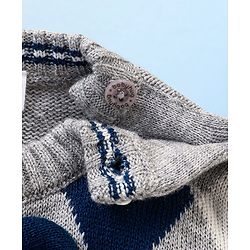 Babyhug Knit Full Sleeves Sweater With Checks Design & Bow Applique - Grey