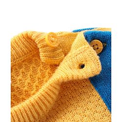Babyhug Full Sleeves Sweater With Bow Applique- Navy Blue & Yellow
