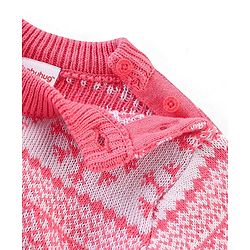Babyhug Organic Cotton Knit Full Sleeves Baby Sweater Set Snow Flakes Design - Light Pink