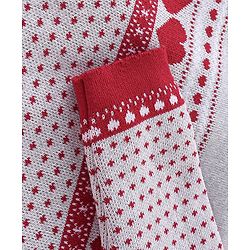 Babyhug Organic Cotton Full Sleeves Heart Design Sweater Sets - Grey & Red