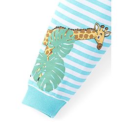 Babyhug Cotton Knit Full Length Lounge Pant Stripes & Giraffe Print- Blue