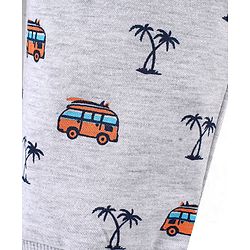 Babyhug Cotton Knit Full Length Lounge Pants Car & Text Print Pack of 2- Blue & Grey