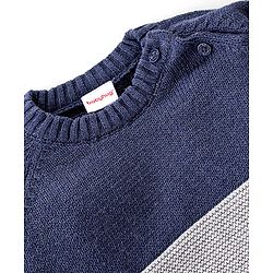 Babyhug Full Sleeves Sweater Set Color Block - Navy Blue