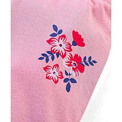 Babyhug Cotton Knit Full Length Lounge Pant Floral & Heart Print Pack of 3 - Pink & Blue