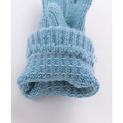 Babyhug Woolen Gloves Pair Solid Design - Sky Blue