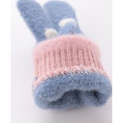 Babyhug Woolen Gloves Pair Paw Design - Sky Blue