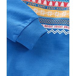 Babyhug Cotton Knit Full Sleeves Hooded Sweat Shirt With Text Design - Blue