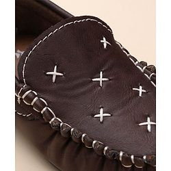 Cute Walk by Babyhug Formal & Partywear Slip On Hand Stitched Design Shoes - Brown