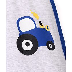 Babyhug Cotton Knit Full Length Lounge Pants Tractor Print - Grey