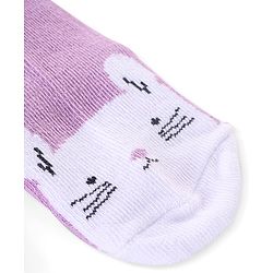 Cutewalk By Babyhug Anti Bacterial Ankle Length Socks Cat Print Pack Of 3 - Pink & Violet