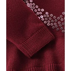 Babyhug Full Sleeves Sweater With Sequin Heart Detailing- Maroon