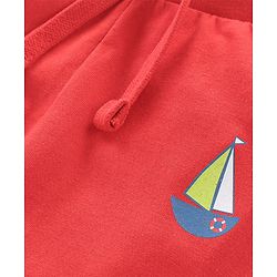 Babyhug Cotton Full Length Lounge Pants Boat Print Pack of 2- Red & White