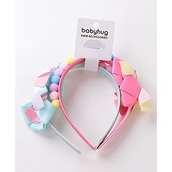 Babyhug Free Size Hair Bands With Bow Design Pack of 2- Multicolor