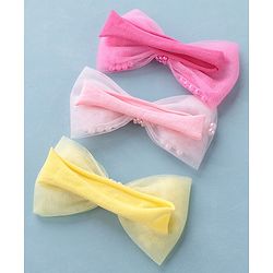 Babyhug Free Size Headbands With Bow Design Pack of 3- Multicolor