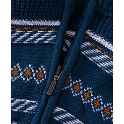 Babyhug Full Sleeves Front Open Hooded Sweater Stripe Design - Navy Blue