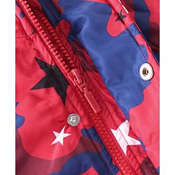 Babyhug Full Sleeves Jacket With Detachable Hood Camouflage Print - Red