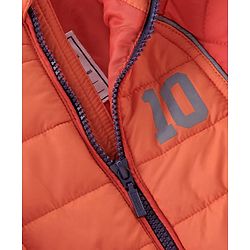 Babyhug Woven Full Sleeves Hoodie Number Print - Orange