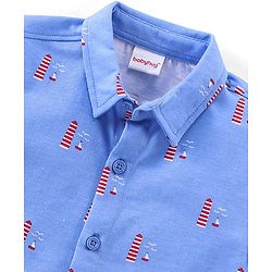 Babyhug Cotton Half Sleeves Shirt Boat Print - Blue