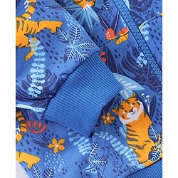Babyhug Cotton Full Sleeves Hooded Sweat Jacket Tiger Print- Blue