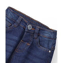 Babyhug Denim Full Length Washed Jeans With Stretch - Dark Blue