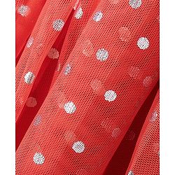 Babyhug Sleeveless All Over Foil Printed Polka Dot Party Frock - Red