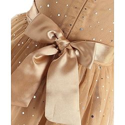 Babyhug Sleeveless Party Frock With Dots Print - Beige