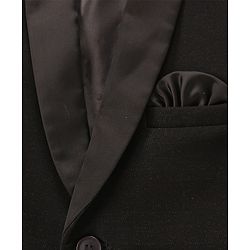 Babyhug Woven Full Sleeves Solid Party Suit with Waist Coat & Bow Tie - Black