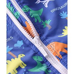 Babyhug Full Sleeves Padded & Hooded Jacket Dino Print- Blue