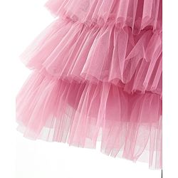Babyhug Sleeveless Layered Party Frock with Floral Corsage - Pink