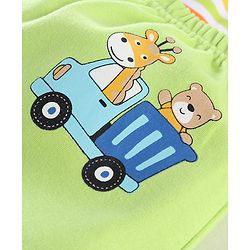Babyhug Cotton Diaper Pants Striped & Car Print Pack of 3 - Blue & Green