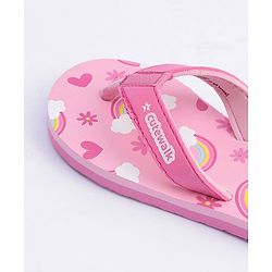 Cute Walk by Babyhug Flip Flops Rainbow Print - Pink