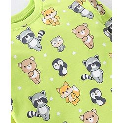 Babyhug Cotton Full Sleeves Night Suit Bear & Koala Print - Green