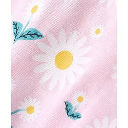 Babyhug 100% Cotton Short Sleeves Knit Dress Daisy Print - Pink