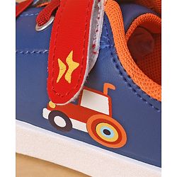 Cute Walk by Babyhug Casual Shoes with Velcro Closure Car Print - Blue & Orange