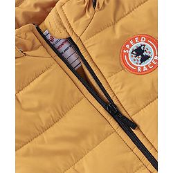 Babyhug Full Sleeves with Detachable Hood Padded Quilted Jacket - Mustard Yellow