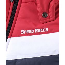 Babyhug Full Sleeves Hooded Quilted Jacket - Red & Navy