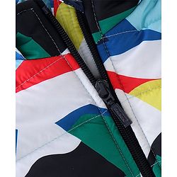 Babyhug Full Sleeves Quilted Jacket with Abstract Print - Blue & White