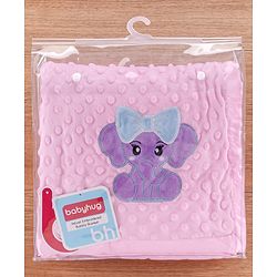 Babyhug Velvet Lion Embroidered Lightweingt Bubble Blanket - Blue