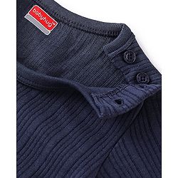 Babyhug Cotton Full Sleeves Pullover Vest & Pant Thermal Wear Solid Color - Navy Blue