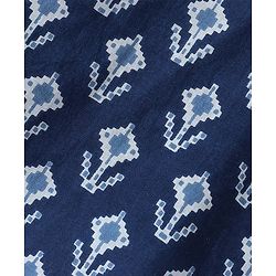 Babyhug Cotton Woven Full Sleeves Kurta & Chevron Printed Dhoti - Navy Blue