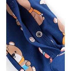 Babyhug Cotton Knit Full Sleeves Bear Printed Footed Sleep Suit - Blue