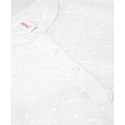 Babyhug 100% Cotton Schiffly Full Sleeves Kurta Pyjama Set - White