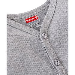 Babyhug Thermal Full Sleeves Solid Front Open Vest - Light Grey