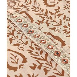 Babyhug 100% Cambric Full Sleeve Printed Dhoti Kurta Set - Beige