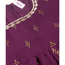 Babyhug Three Fourth Sleeves Rubber Print Kurti With Gharara And Net Dupatta- Purple
