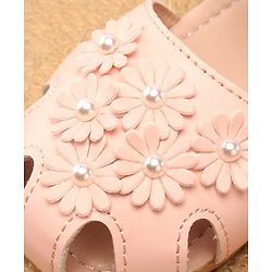 Cute Walk by Babyhug Velcro Closure Peep Toes with Floral Applique - Pink